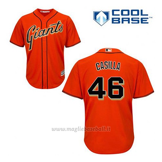 Maglia Baseball Uomo San Francisco Giants Santiago Casilla 46 Arancione Alterner Cool Base